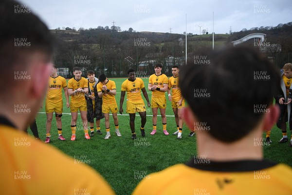 250126 - Dragons RFC U18 v RGC U18 - Dragons huddle at full time