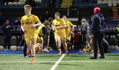 120226 - Dragons RFC U18 v Scarlets U18, WRU Regional Age Grade Championship 3rd and 4th place play off - Dragons run out at the start of the match