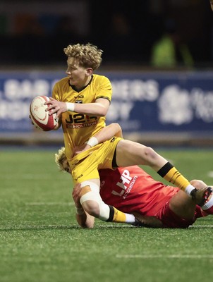 120226 - Dragons RFC U18 v Scarlets U18, WRU Regional Age Grade Championship 3rd and 4th place play off - Felix Preece-Jones of Dragons is tackled