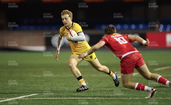 120226 - Dragons RFC U18 v Scarlets U18, WRU Regional Age Grade Championship 3rd and 4th place play off - Ryley Fussell of Dragons breaks away