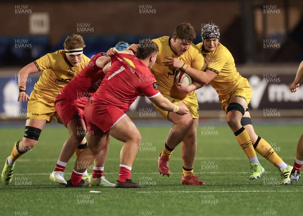 120226 - Dragons RFC U18 v Scarlets U18, WRU Regional Age Grade Championship 3rd and 4th place play off - Scott Crewe of Dragons charges forward