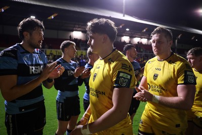 171025 - Dragons RFC v Cardiff Rugby - United Rugby Championship - Ryan Woodman of Dragons at full time