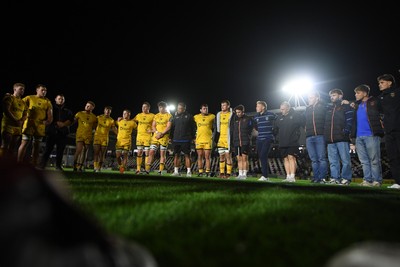 171025 - Dragons RFC v Cardiff Rugby - United Rugby Championship - Dragons huddle at full time