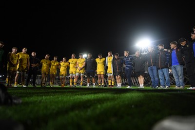 171025 - Dragons RFC v Cardiff Rugby - United Rugby Championship - Dragons huddle at full time