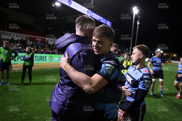 171025 - Dragons RFC v Cardiff Rugby - United Rugby Championship - Alex Mann of Cardiff at full time