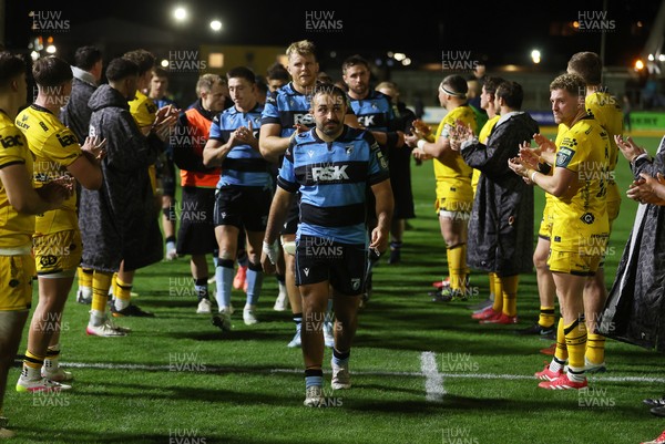 171025 - Dragons RFC v Cardiff Rugby - United Rugby Championship - Liam Belcher of Cardiff at full time