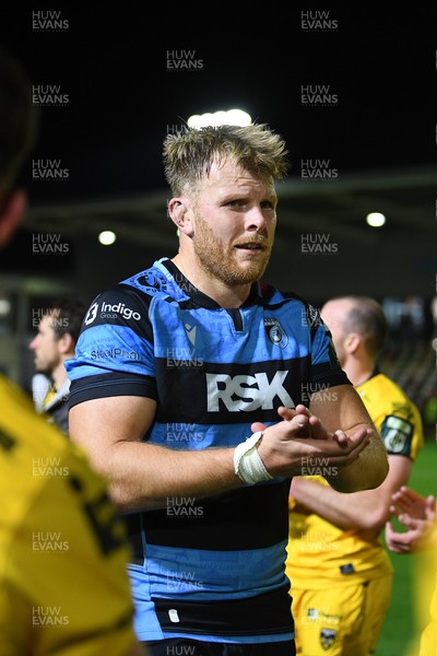 171025 - Dragons RFC v Cardiff Rugby - United Rugby Championship - Josh McNally of Cardiff Rugby at full time