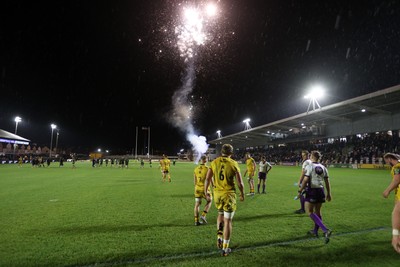 201225 - Dragons RFC v Connacht - United Rugby Championship - Fireworks at the end of the game