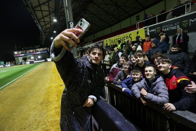 201225 - Dragons RFC v Connacht - United Rugby Championship - Che Hope of Dragons with fans at full time