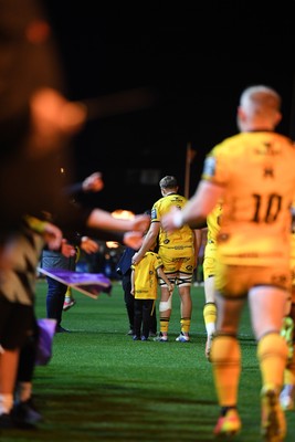201225 - Dragons RFC v Connacht - United Rugby Championship - Dragons run out at the start of the match