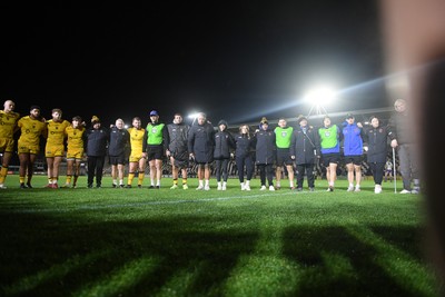 201225 - Dragons RFC v Connacht - United Rugby Championship - Dragons huddle at full time
