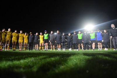 201225 - Dragons RFC v Connacht - United Rugby Championship - Dragons huddle at full time