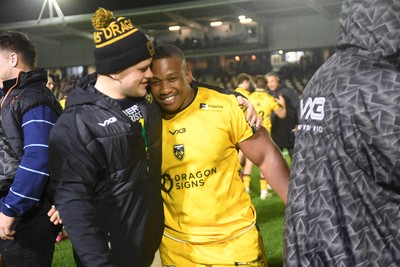 201225 - Dragons RFC v Connacht - United Rugby Championship - Cebo Dlamini of Dragons at full time