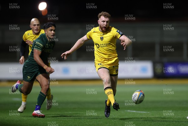 201225 - Dragons RFC v Connacht - United Rugby Championship - Aneurin Owen of Dragons breaks past Josh Ioane of Connacht 