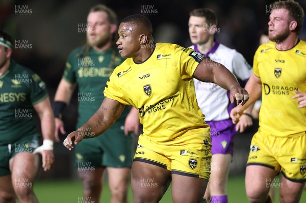 201225 - Dragons RFC v Connacht - United Rugby Championship - Cebo Dlamini of Dragons 
