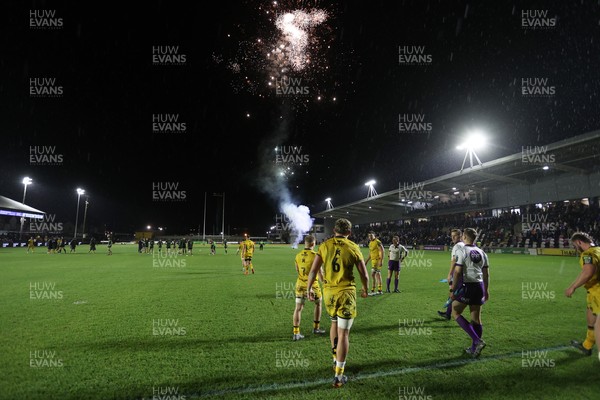 201225 - Dragons RFC v Connacht - United Rugby Championship - Fireworks at the end of the game