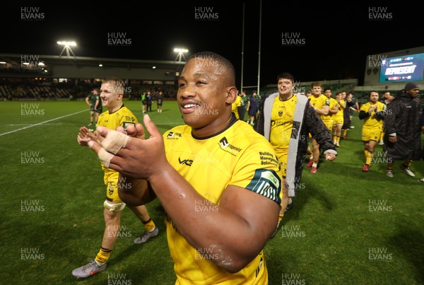 201225 - Dragons RFC v Connacht - United Rugby Championship - Cebo Dlamini of Dragons at full time