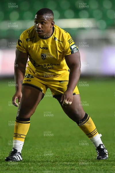 201225 - Dragons RFC v Connacht - United Rugby Championship - Cebo Dlamini of Dragons