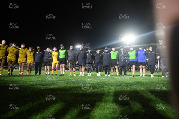 201225 - Dragons RFC v Connacht - United Rugby Championship - Dragons huddle at full time