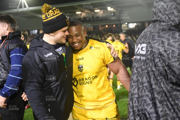 201225 - Dragons RFC v Connacht - United Rugby Championship - Cebo Dlamini of Dragons at full time