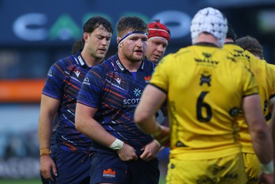 090526 - Dragons RFC v Edinburgh Rugby - United Rugby Championship - Ollie Blyth Lafferty of Edinburgh prepares to scrummage