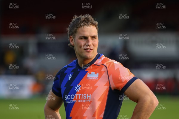 090526 - Dragons RFC v Edinburgh Rugby - United Rugby Championship - Duhan van der Merwe of Edinburgh warms up before kick off