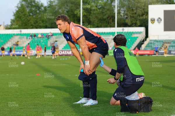 090526 - Dragons RFC v Edinburgh Rugby - United Rugby Championship - Duhan van der Merwe of Edinburgh receives treatment during the warm up before kick off