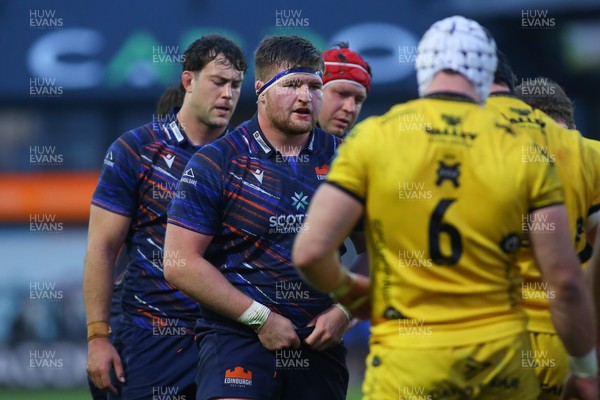 090526 - Dragons RFC v Edinburgh Rugby - United Rugby Championship - Ollie Blyth Lafferty of Edinburgh prepares to scrummage