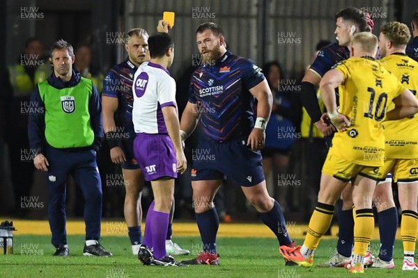090526 - Dragons RFC v Edinburgh Rugby - United Rugby Championship - Boan Venter of Edinburgh is shown a yellow card