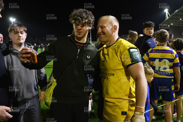 090526 - Dragons RFC v Edinburgh Rugby - United Rugby Championship - Tinus De Beer of Dragons with fans at full time