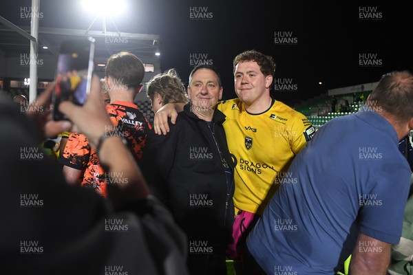 090526 - Dragons RFC v Edinburgh Rugby - United Rugby Championship - Brodie Coghlan of Dragons with fans at full time