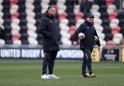 160225 - Dragons RFC v Glasgow Warriors - United Rugby Championship - Dragons Head Coach Filo Tiatia with Matt O�Brien