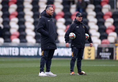 160225 - Dragons RFC v Glasgow Warriors - United Rugby Championship - Dragons Head Coach Filo Tiatia with Matt O�Brien