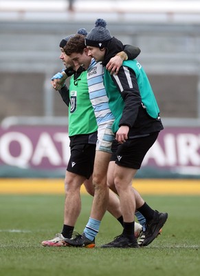 160225 - Dragons RFC v Glasgow Warriors - United Rugby Championship - Josh McKay of Glasgow leaves the field injured