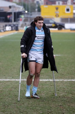 160225 - Dragons RFC v Glasgow Warriors - United Rugby Championship - Injured Josh McKay of Glasgow at full time