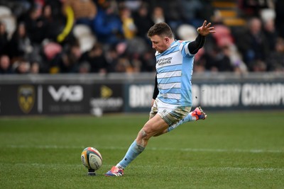 160225 - Dragons RFC v Glasgow Warriors - United Rugby Championship - Duncan Weir of Glasgow Warriors kicks the conversion