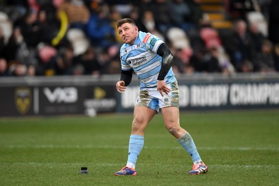 160225 - Dragons RFC v Glasgow Warriors - United Rugby Championship - Duncan Weir of Glasgow Warriors kicks the conversion