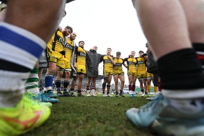 160225 - Dragons RFC v Glasgow Warriors - United Rugby Championship - Dragons huddle at full time