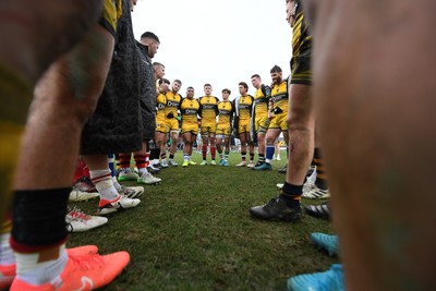 160225 - Dragons RFC v Glasgow Warriors - United Rugby Championship - Dragons huddle at full time