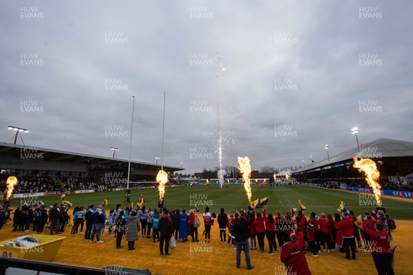 280123 - Dragons RFC v Glasgow Warriors - United Rugby Championship - General View of Rodney Parade with the fireworks