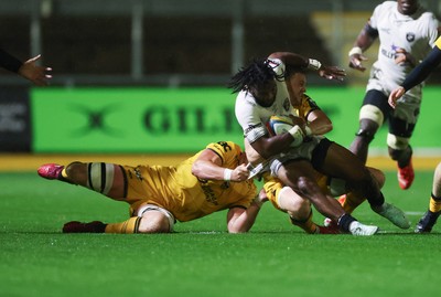 031025 - Dragons RFC v Hollywoodbets Sharks, United Rugby Championship - Jurenzo Julius of Hollywoodbets Sharks breaks away