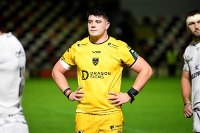 031025 - Dragons RFC v Hollywoodbets Sharks - United Rugby Championship - Oli Burrows of Dragons at full time
