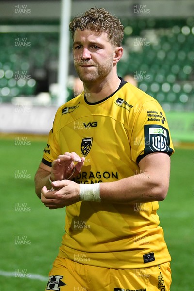 031025 - Dragons RFC v Hollywoodbets Sharks - United Rugby Championship - Angus O'Brien of Dragons’ applauding fans at full time