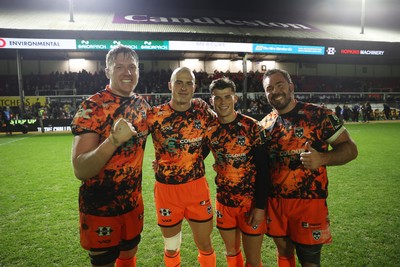 141225 - Dragons RFC v Lyon Olympique Universitaire - European Rugby Challenge Cup - Matthew Screech, Jared Rosser, Ewan Rosser and Robert Hunt of Dragons 