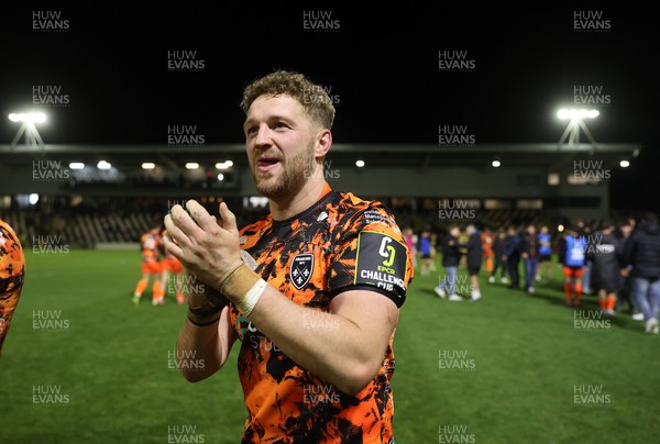 141225 - Dragons RFC v Lyon Olympique Universitaire - European Rugby Challenge Cup - Angus O�Brien of Dragons at full time