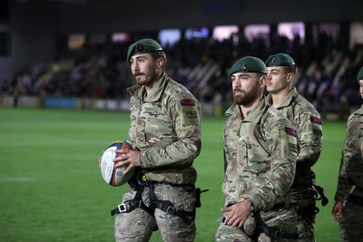 091026 - Dragons RFC v Ospreys - United Rugby Championship - Royal marines deliver the match ball