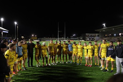 091026 - Dragons RFC v Ospreys - United Rugby Championship - Dragons team huddle at full time