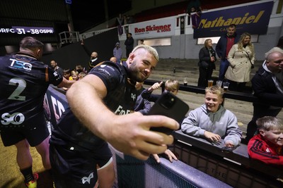 091026 - Dragons RFC v Ospreys - United Rugby Championship - Gareth Thomas of Ospreys at full time with fans