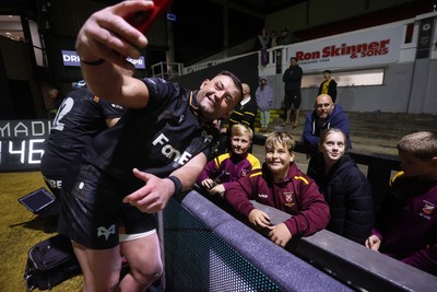 091026 - Dragons RFC v Ospreys - United Rugby Championship - Sam Parry of Ospreys at full time with fans
