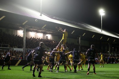 091026 - Dragons RFC v Ospreys - United Rugby Championship - Shane Lewis-Hughes of Dragons wins the line out